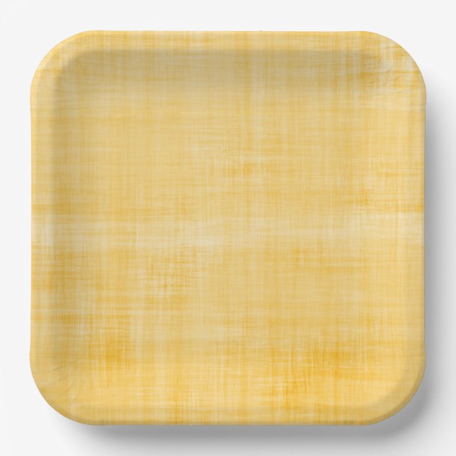 Sunny Yellow Whitewash Linen Party Timeless Paper Plate (Front)