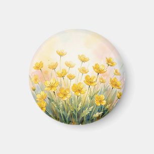 Sunny Yellow Wildflower Watercolor Magnet