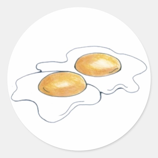 Sunnyside Up Fried Egg Poached Eggs Breakfast Food Classic Round Sticker (Front)