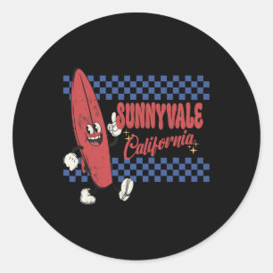 Sunnyvale California Retro Surfer Vintage Beach Classic Round Sticker