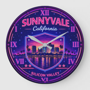 Sunnyvale California Tech Skyline Large Clock
