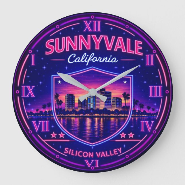 Sunnyvale California Tech Skyline Large Clock (Front)