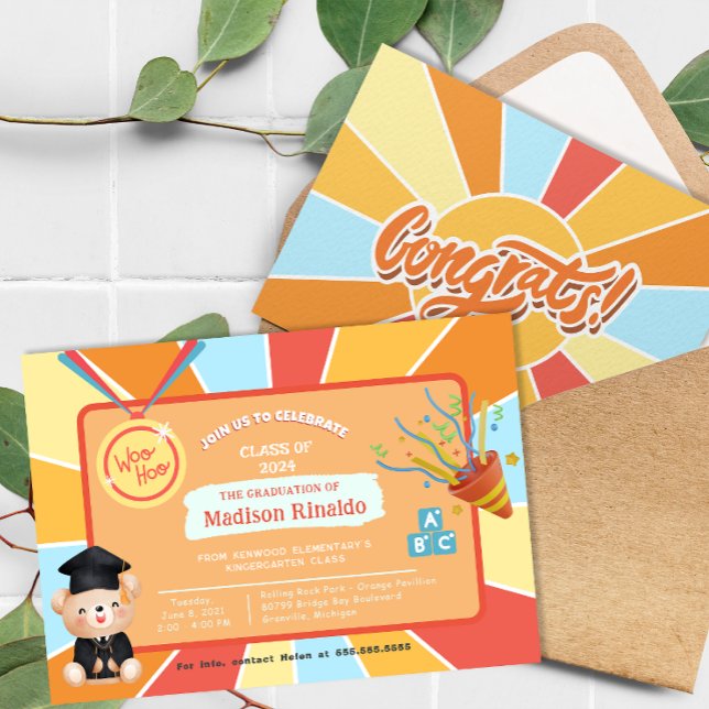 Sunray Kids Elementary Graduation Celebration Invitation (Sunray Kids Elementary Graduation Celebration Invitation)
