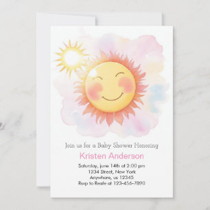 Sunrays and Sunlight Girl Baby Shower Invitation
