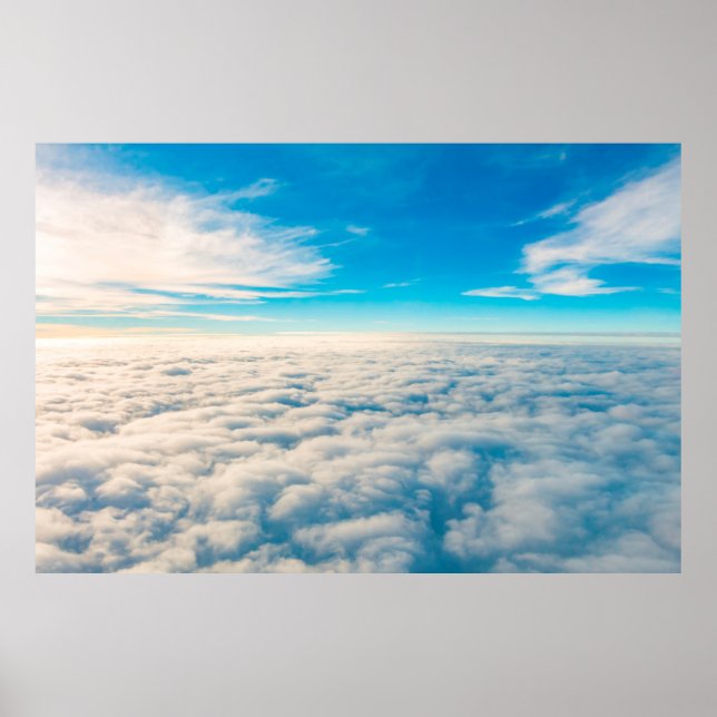 Sunrise above clouds from aeroplane window poster (Front)