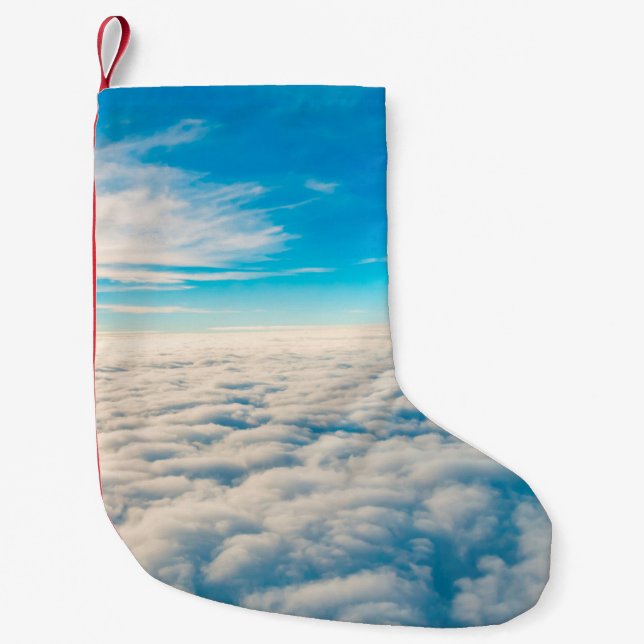 Sunrise above clouds from aeroplane window small christmas stocking (Front)