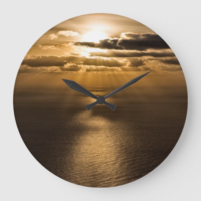 Sunrise above the Atlantic ocean Large Clock (Front)