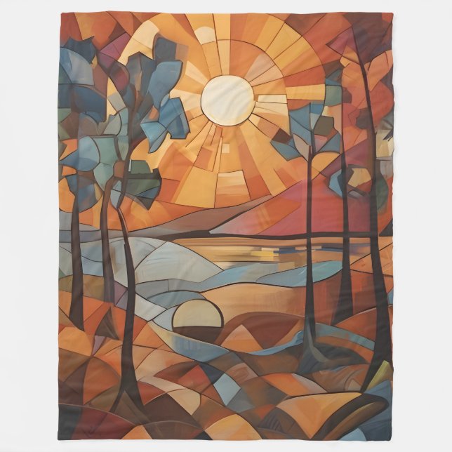 Sunrise - abstract fleece blanket (Front)