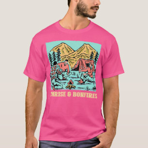 Sunrise And Bonfires Camping Summer Camper Tropica T-Shirt