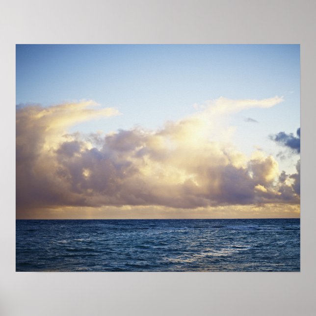 Sunrise and clouds over ocean poster (Front)