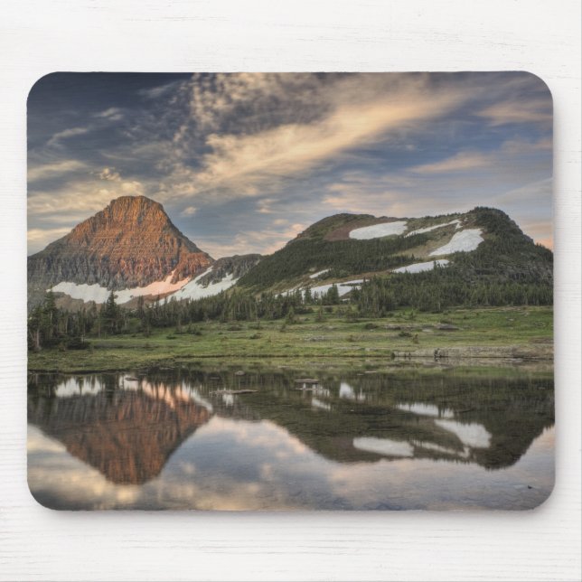 Sunrise and reflection, Glacier National Park, Mouse Mat (Front)
