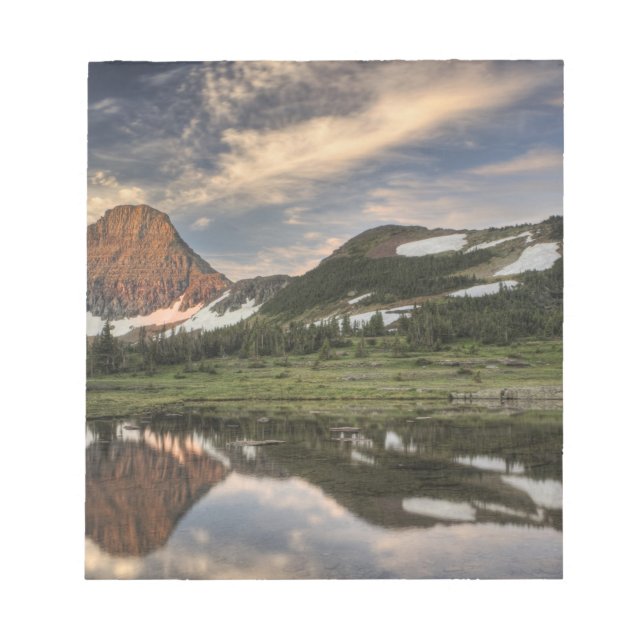 Sunrise and reflection, Glacier National Park, Notepad (Front)