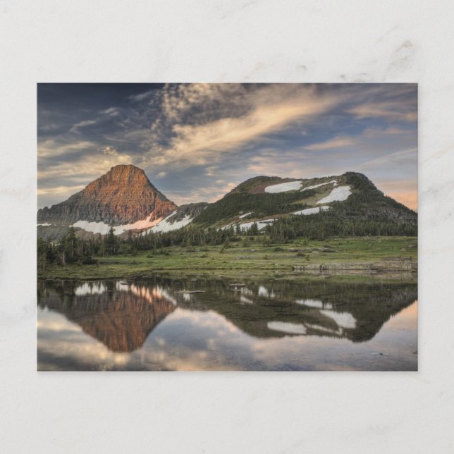 Sunrise and reflection, Glacier National Park, Postcard (Front)