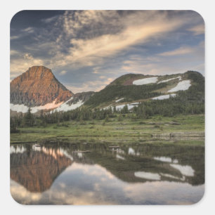 Sunrise and reflection, Glacier National Park, Square Sticker