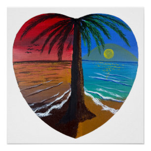 Sunrise and sunset-handmade artwork poster