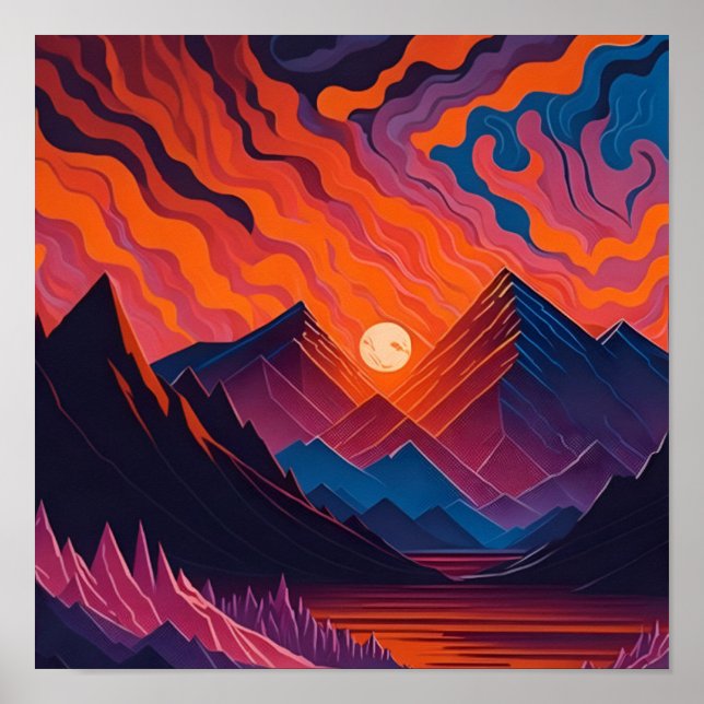 Sunrise and sunset painting | wall decor  (Front)