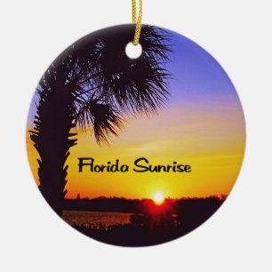 Sunrise and Sunset photos Ceramic Tree Decoration