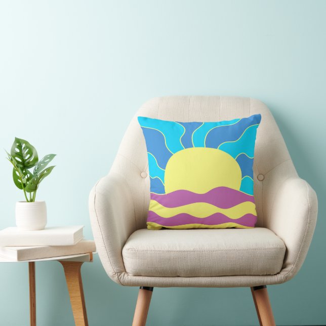 Sunrise and Waves Abstract Art Cushion (Chair)