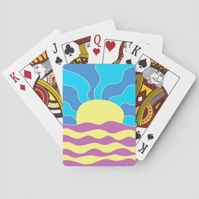Sunrise and Waves Abstract Art Playing Cards (Back)