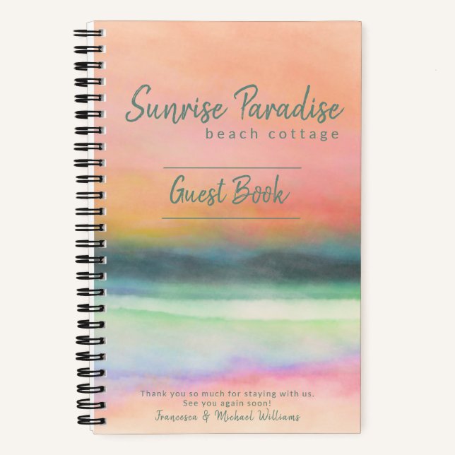 Sunrise Art Beach House Vacation Rental Guest Book (Front)