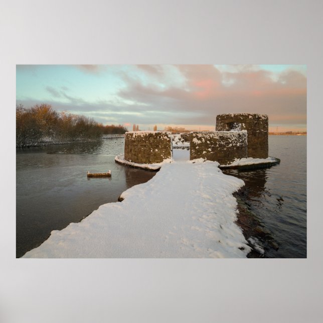Sunrise at Chasewater Castle, Staffordshire, UK Poster (Front)