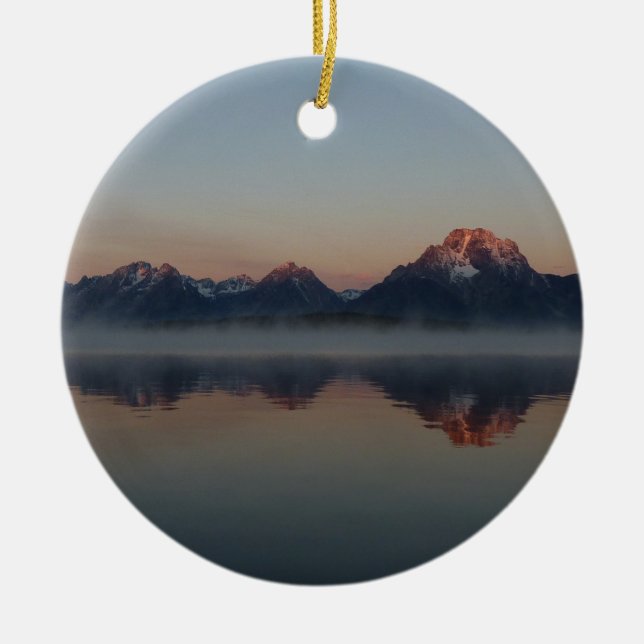 Sunrise at Jackson Dam Grand Teton National Park Ceramic Tree Decoration (Front)