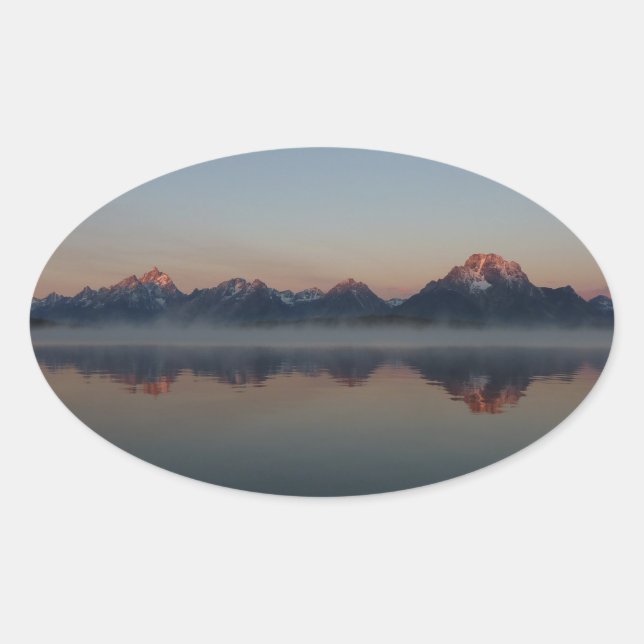 Sunrise at Jackson Dam Grand Teton National Park Oval Sticker (Front)