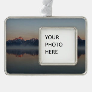 Sunrise at Jackson Dam Grand Teton National Park Silver Plated Framed Ornament