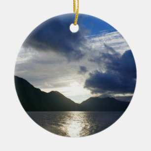 Sunrise at Lake Crescent Ceramic Tree Decoration