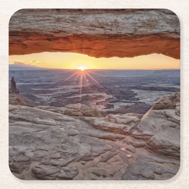 Sunrise at Mesa Arch, Canyonlands National Park Square Paper Coaster (Front)