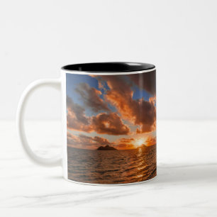 Sunrise At Mokulua Island Two-Tone Coffee Mug