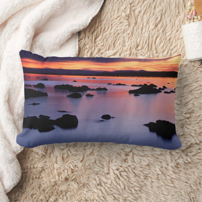 Sunrise at Mono Lake's Black Point Lumbar Cushion (Blanket)