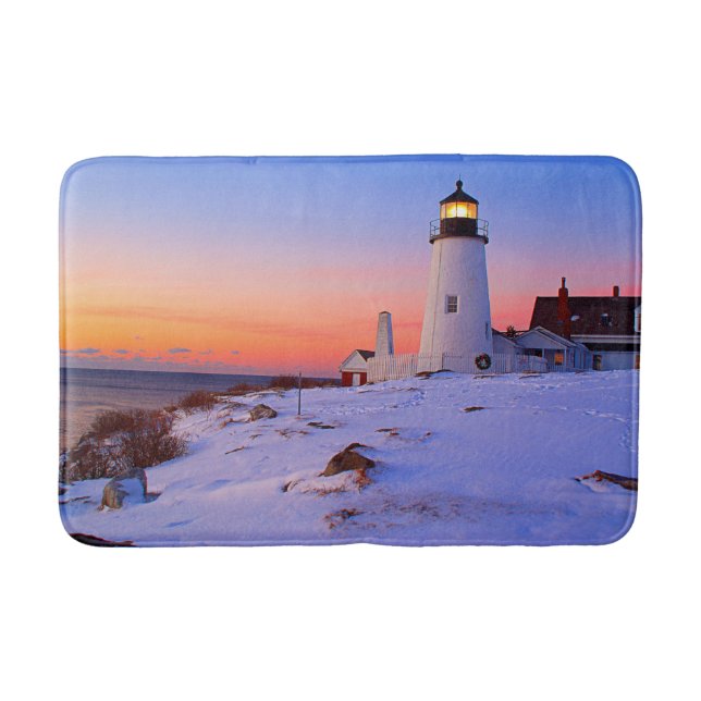 Sunrise at Pemaquid Point Lighthouse, Maine Bath Mat (Front)