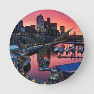 Sunrise at pier 66 looking down on bell harbour round clock