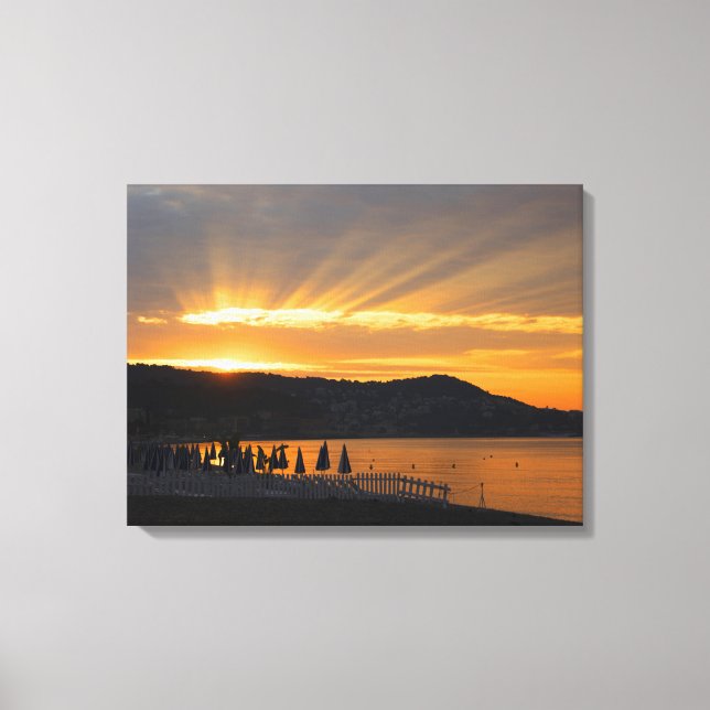 Sunrise At Promenade des Anglais Canvas Print (Front)