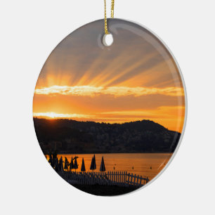 Sunrise At Promenade des Anglais Ceramic Tree Decoration