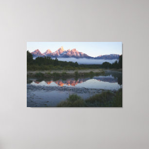 Sunrise at Schwabacker Landing at Grand Teton Canvas Print