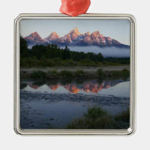 Sunrise at Schwabacker Landing at Grand Teton Metal Tree Decoration