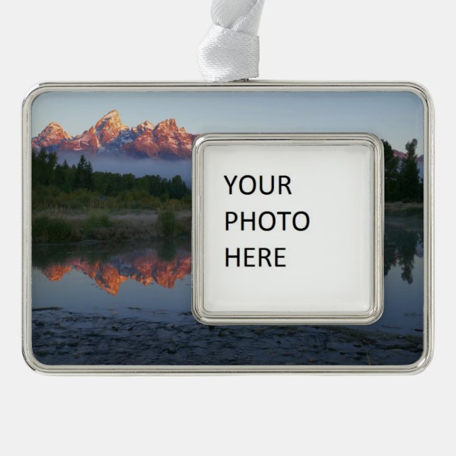 Sunrise at Schwabacker Landing at Grand Teton Silver Plated Framed Ornament (Front)