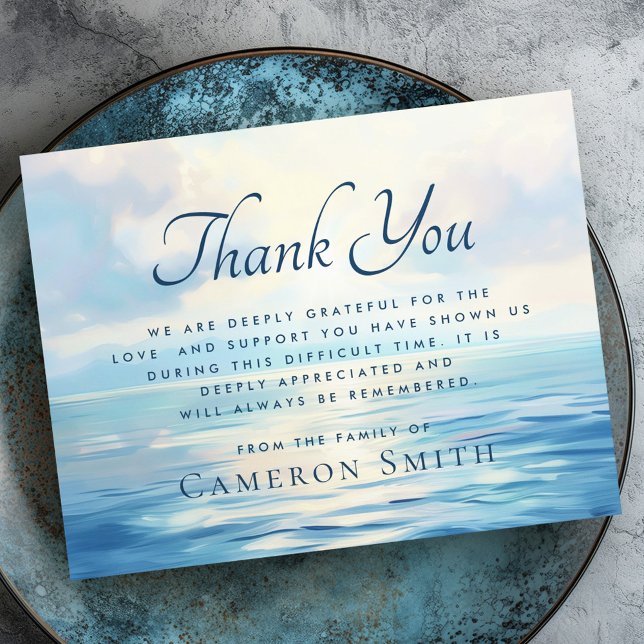 Sunrise at sea funeral sympathy thank you card (Sunrise at sea funeral sympathy thank you card)