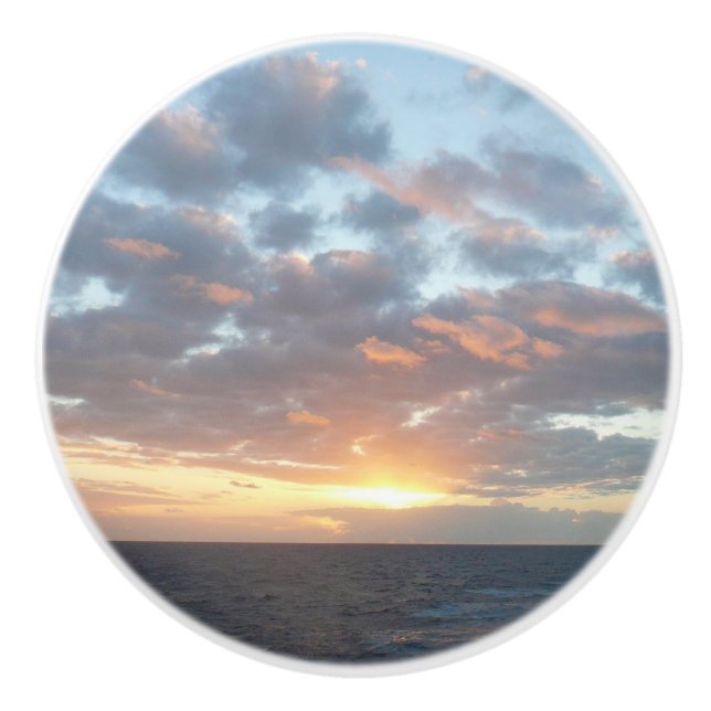 Sunrise at Sea I Pastel Seascape Ceramic Knob (Front)