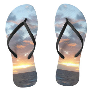 Sunrise at Sea I Pastel Seascape Flip Flops