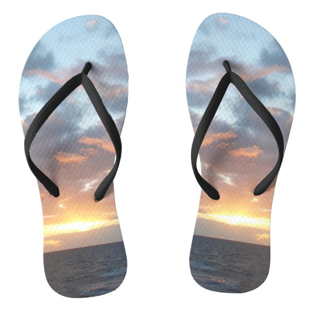 Sunrise at Sea I Pastel Seascape Flip Flops (Footbed)