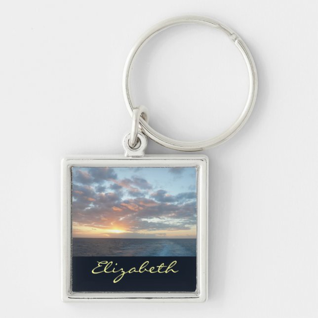 Sunrise at Sea I Pastel Seascape Key Ring (Front)