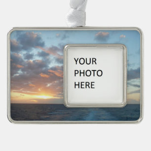 Sunrise at Sea I Pastel Seascape Silver Plated Framed Ornament