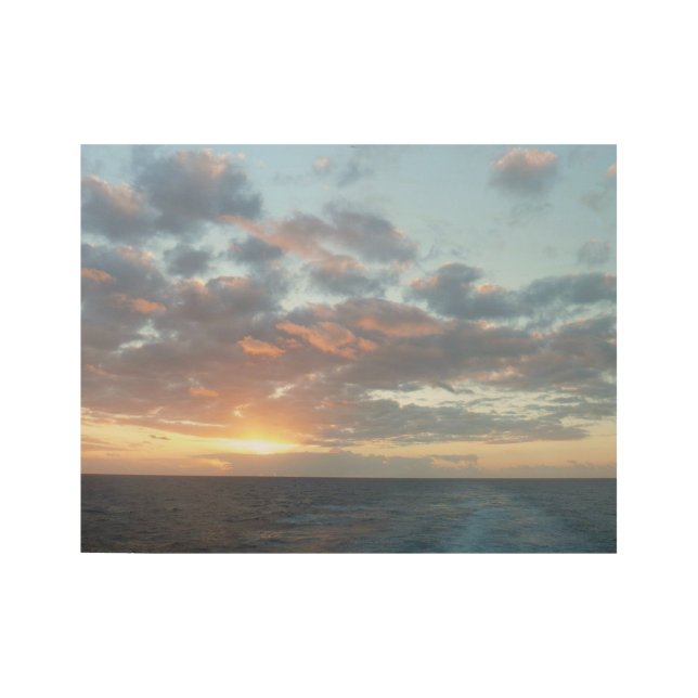 Sunrise at Sea I Pastel Seascape Wood Poster (Front)
