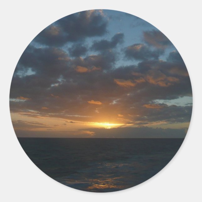 Sunrise at Sea II Ocean Seascape Classic Round Sticker (Front)