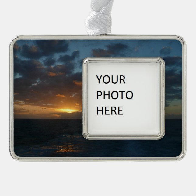 Sunrise at Sea II Ocean Seascape Silver Plated Framed Ornament (Front)