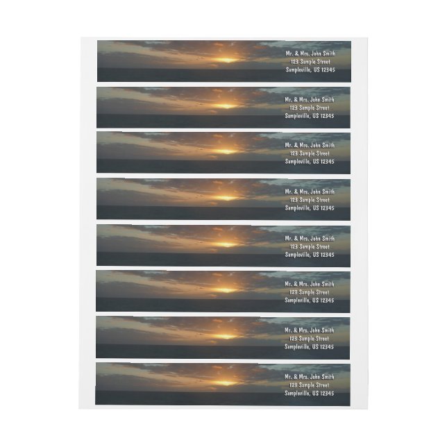 Sunrise at Sea II Ocean Seascape Wrap Around Label (Sheet)