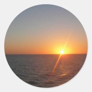 Sunrise at Sea III Ocean Horizon Seascape Classic Round Sticker